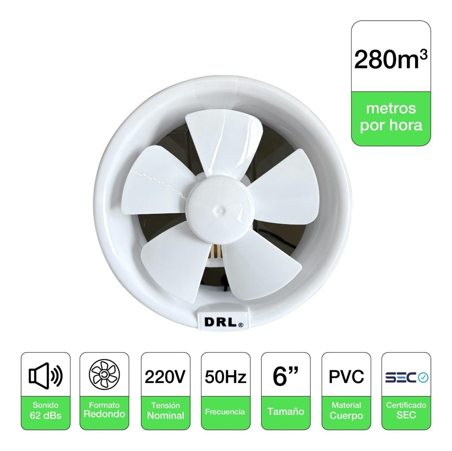 Extractor De Aire 6 Pulgadas Drl Redondo Baño Cocina Sec Blanco-1