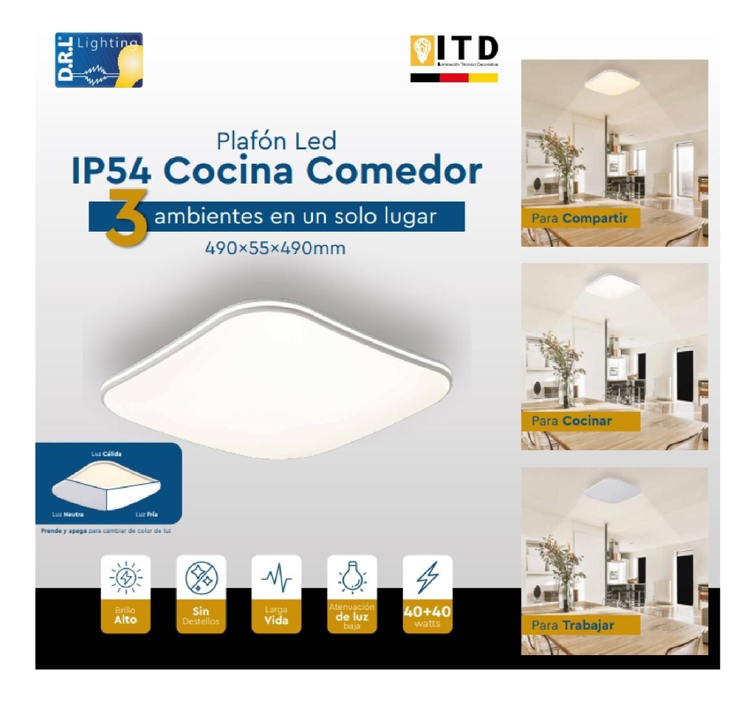 Foco Plafón Led Sobrepuesto 40w Luz Fría, Neutra Cálida Blanco-1