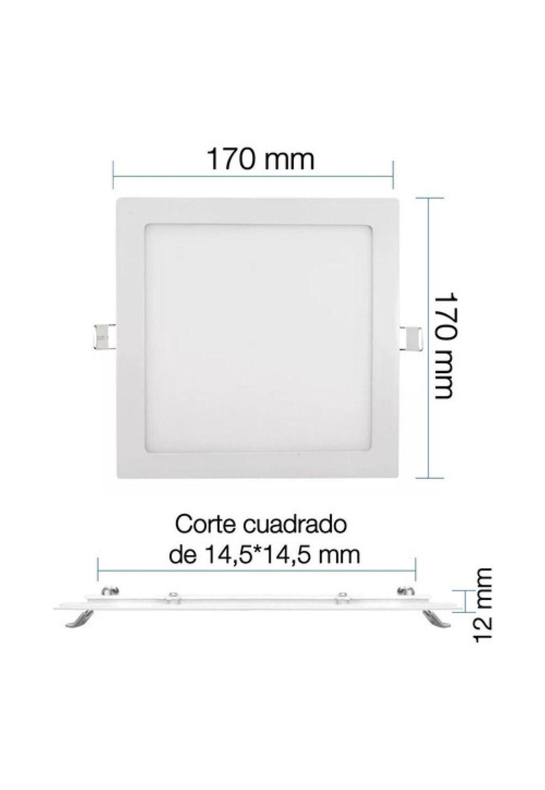 Panel Led Foco Plafón Empotrado Cuadrado 12w 17cm Luz Cálida Blanco-2