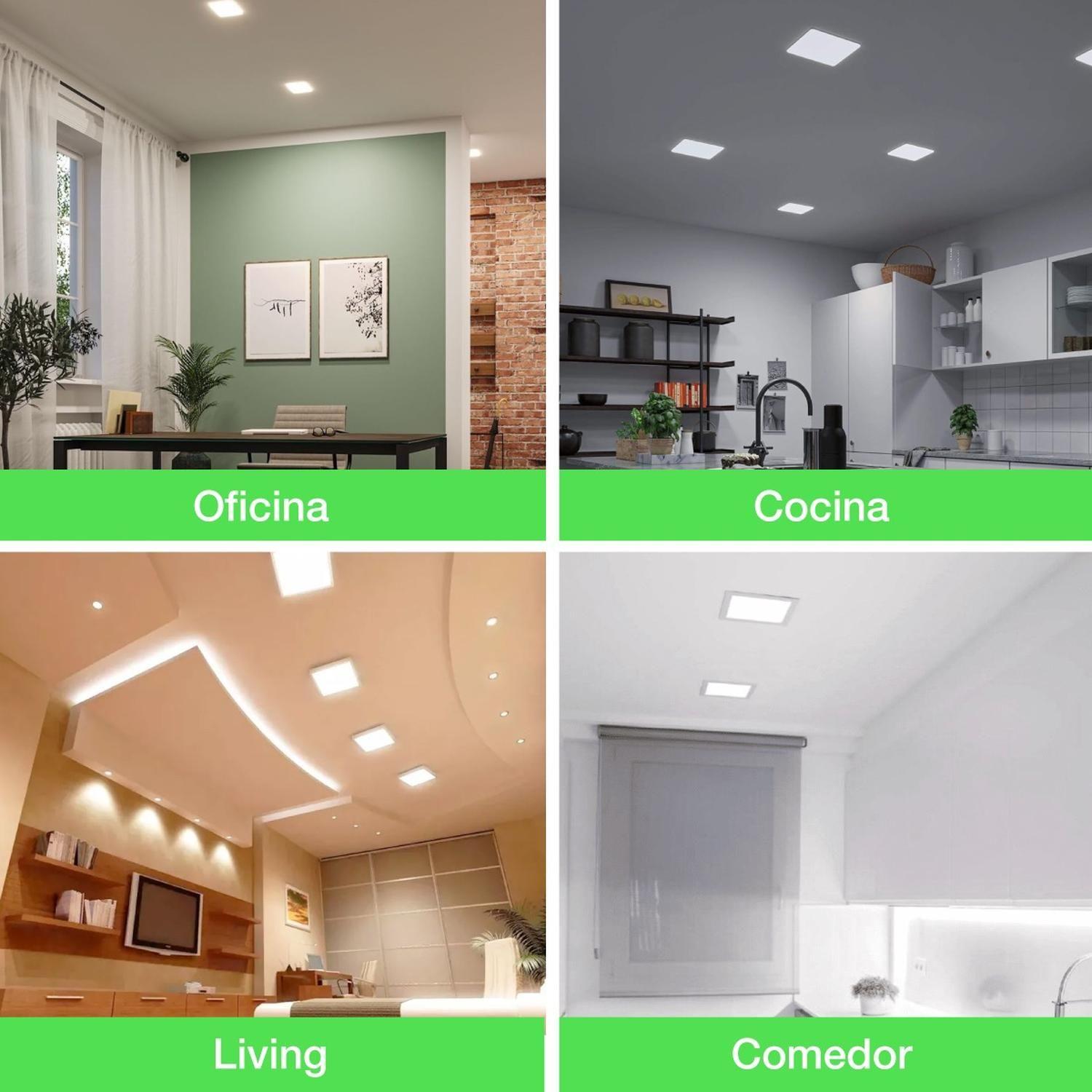 Panel Led Foco Plafón Empotrado Cuadrado 12w 17cm Luz Cálida Blanco-3