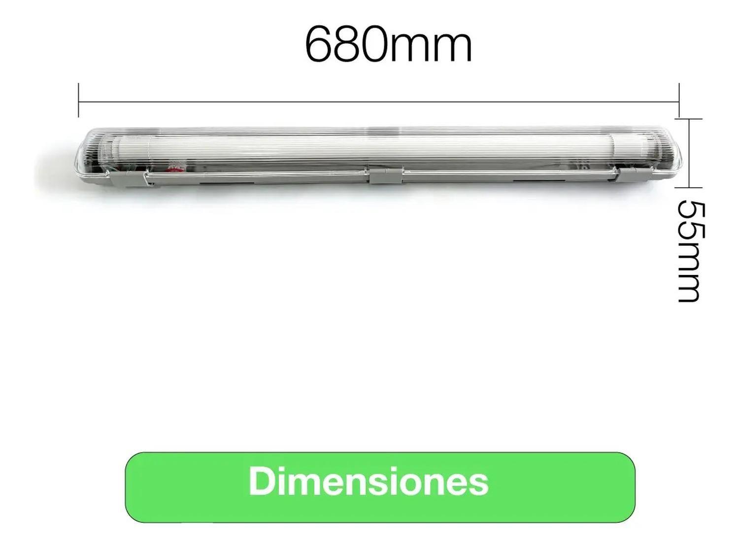 Equipo Estanco Led 1x9w Ip65 60cm + Tubo Led Luz Fría Sec-5