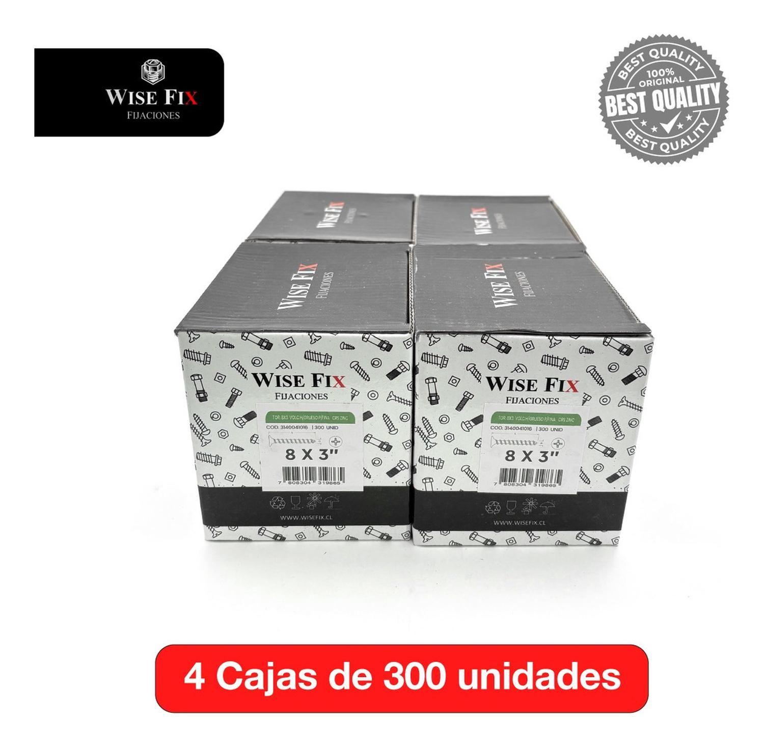 4 Cajas Tornillo Volcanita Wisefix P/fina Zincado 8x3 1200u-3