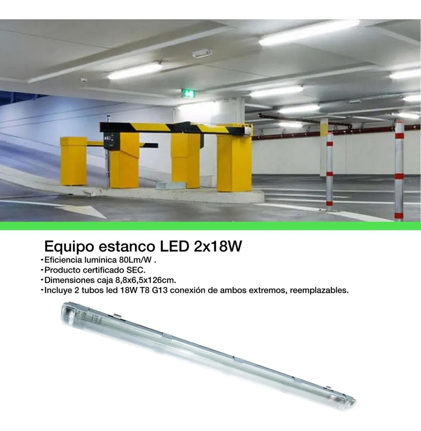 Equipo Estanco Led 2x18w Ip65 120cm + Tubo Led Luz Fría-2