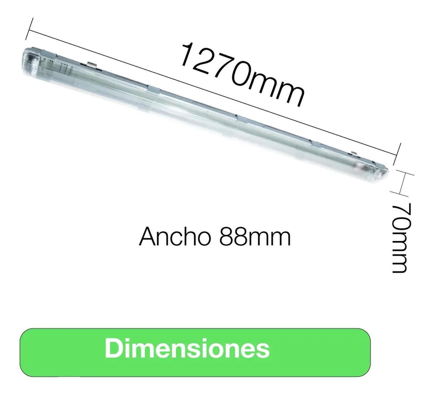 Equipo Estanco Led 2x18w Ip65 120cm + Tubo Led Luz Fría-4