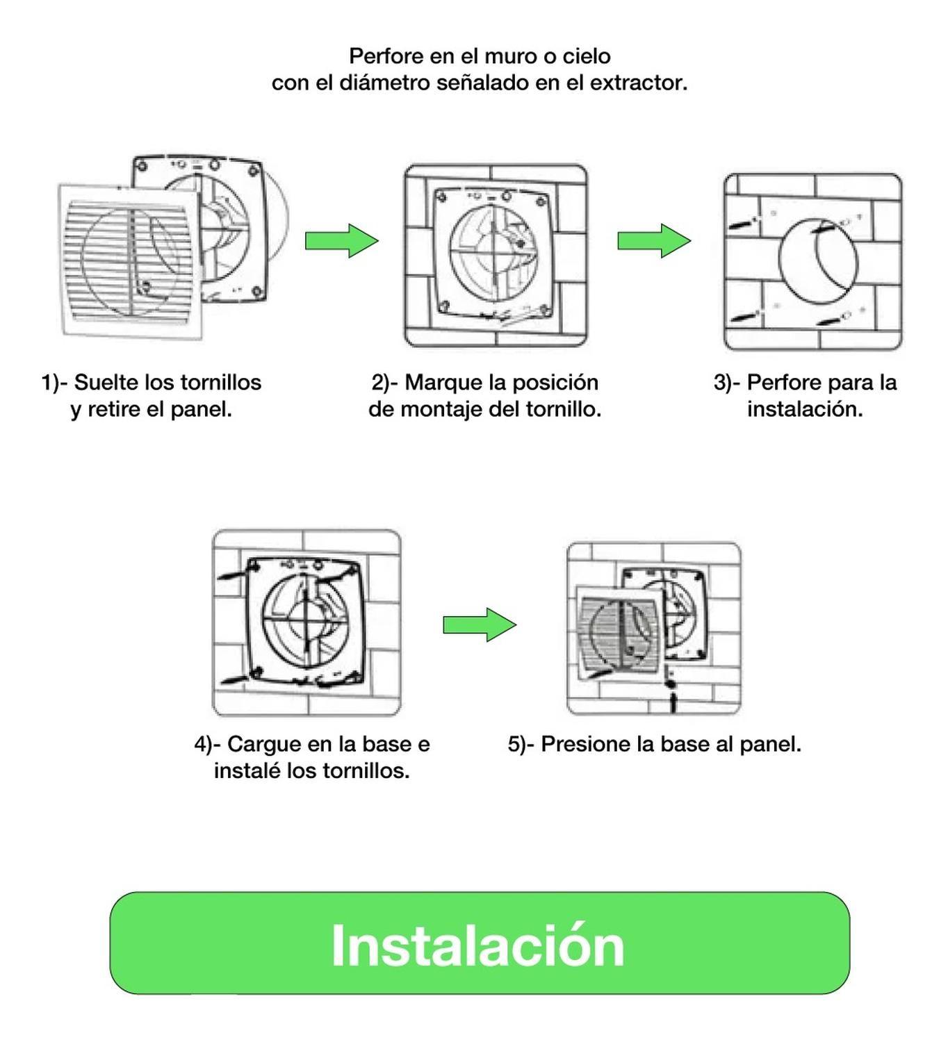 Extractor De Aire 5 Pulgadas Drl Cuadrado Baño Cocina Sec Blanco-6