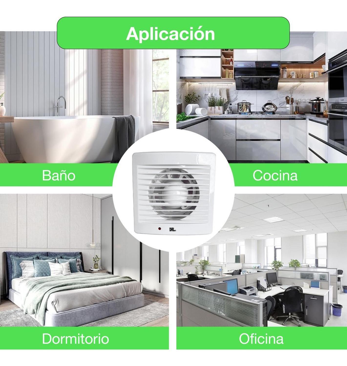 Extractor De Aire 5 Pulgadas Drl Cuadrado Baño Cocina Sec Blanco-8