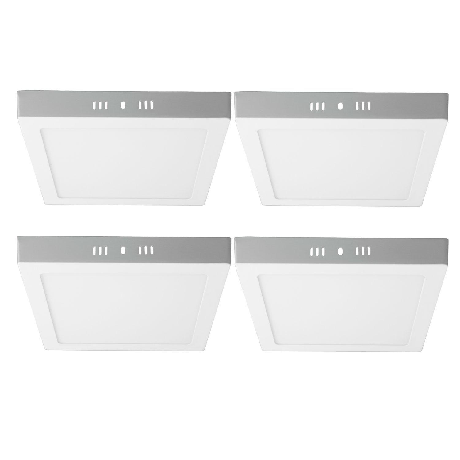 Pack 4 Panel Led Foco Plafón Sobrepuesto Cuadrado 18w Cálida Blanco-0