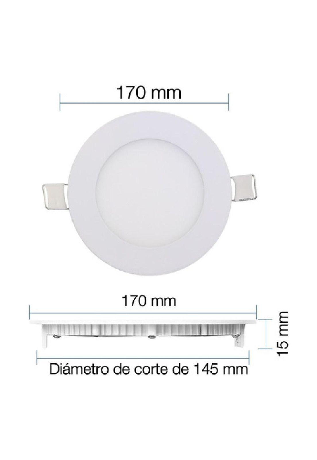 Panel Led Foco Plafón Empotrado Redondo 12w 17cm Luz Cálida Blanco.-2