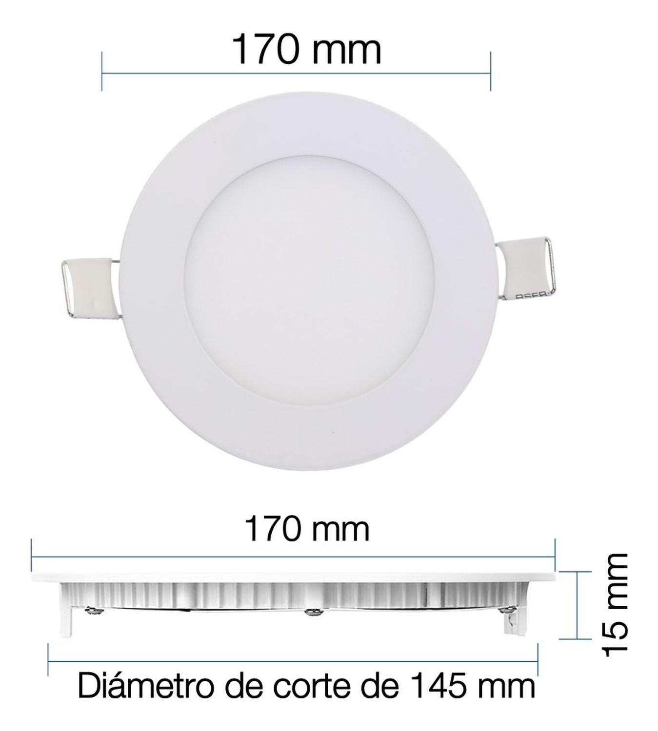 Panel Led Foco Plafón Empotrado Redondo 12w 17cm Luz Cálida Blanco-2