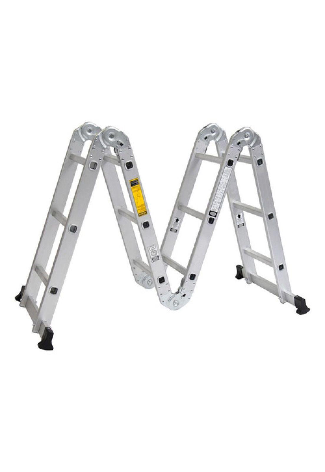 Escalera Multiproposito Alum 12 Peldaños 3,5m + 2 Plataforma Gris-2