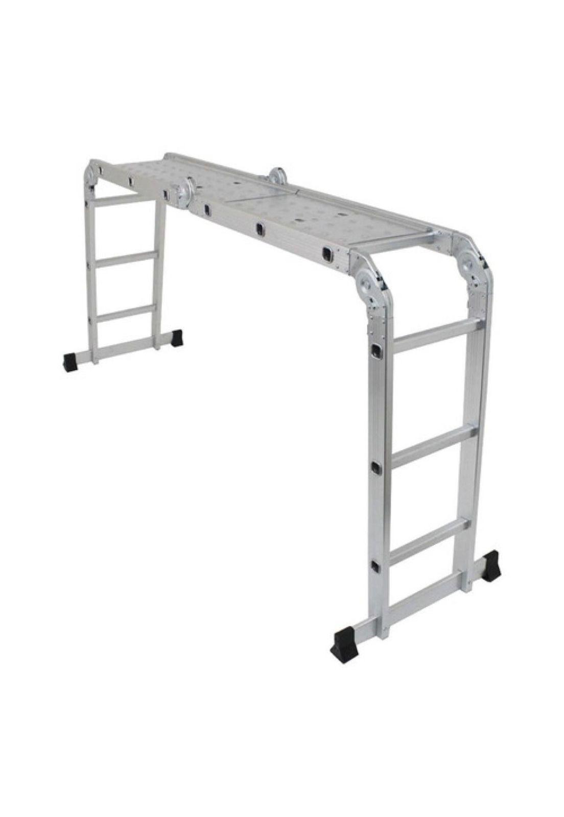 Escalera Multiproposito Alum 12 Peldaños 3,5m + 2 Plataforma Gris-3