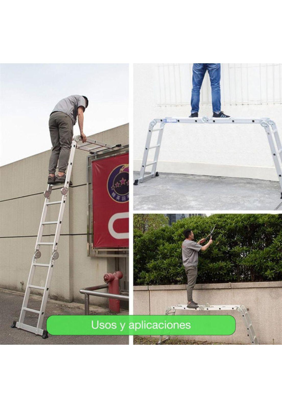 Escalera Multiproposito Alum 12 Peldaños 3,5m + 2 Plataforma Gris-8