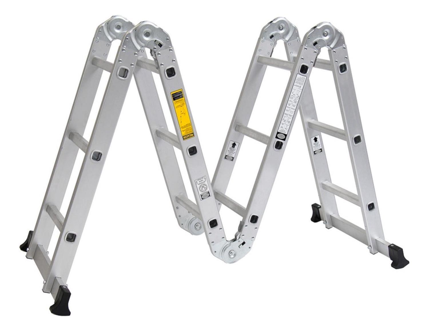 Escalera Multiproposito Alum 12 Peldaños 3,5m + 2 Plataforma Gris-2