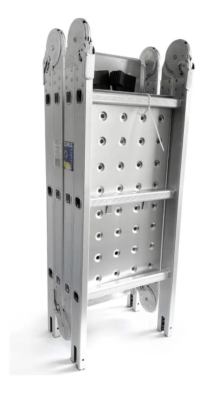 Escalera Multiproposito Alum 12 Peldaños 3,5m + 2 Plataforma Gris-4