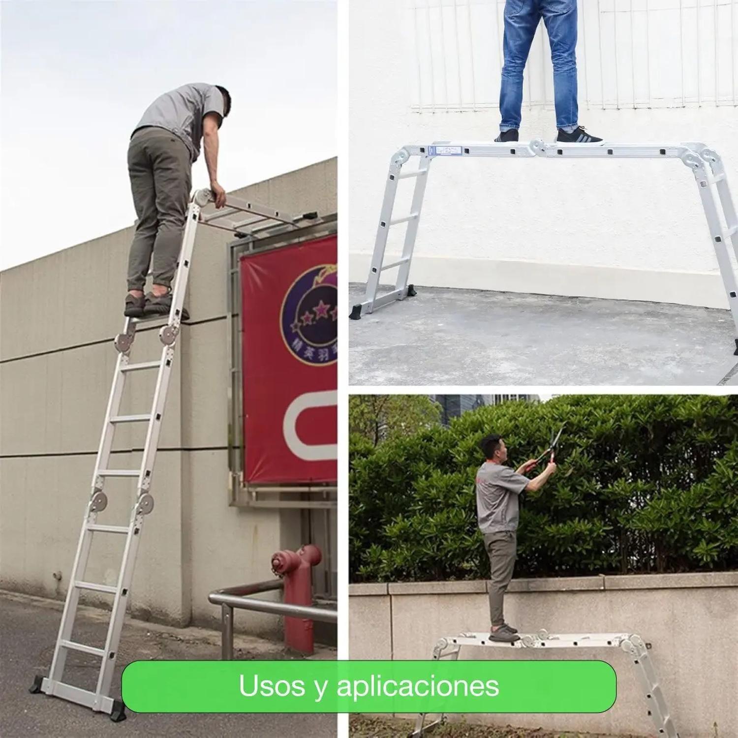 Escalera Multiproposito Alum 12 Peldaños 3,5m + 2 Plataforma Gris-8