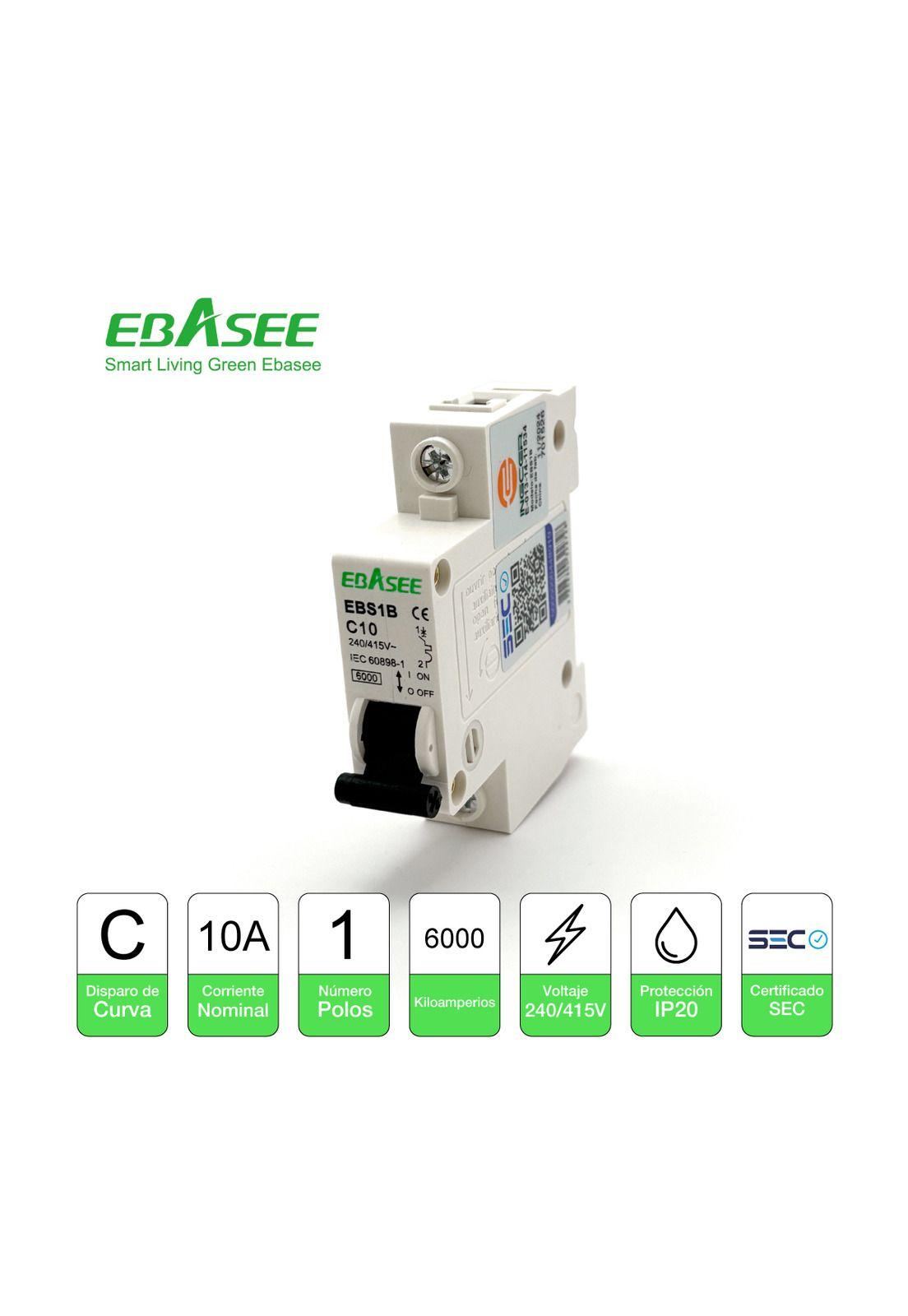 Pack 12 Interruptor Automático Ebasee 1x 10a Curva C 6ka Sec-7