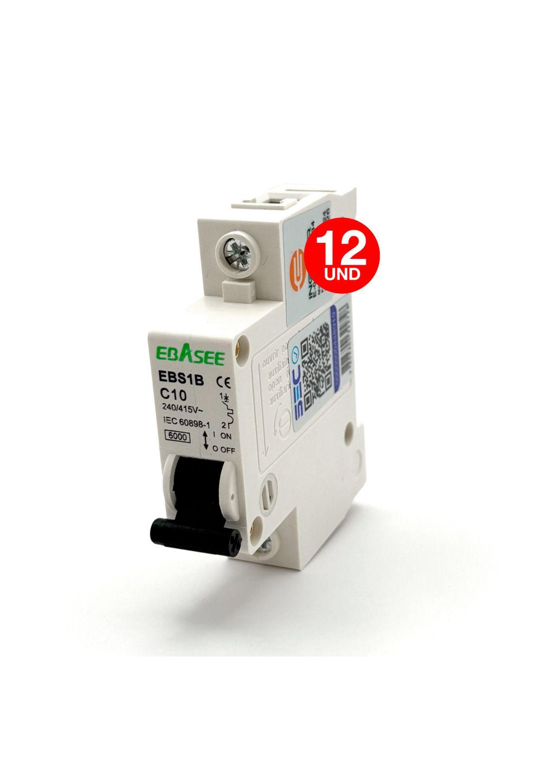 Pack 12 Interruptor Automático Ebasee 1x 10a Curva C 6ka Sec-8