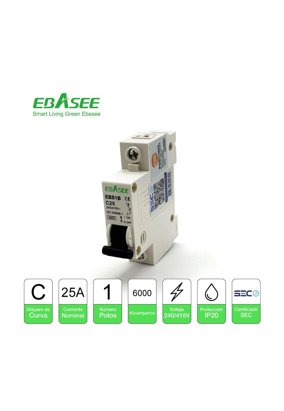 Pack 12 Interruptor Automático Ebasee 1x 25a Curva C 6ka Sec-7