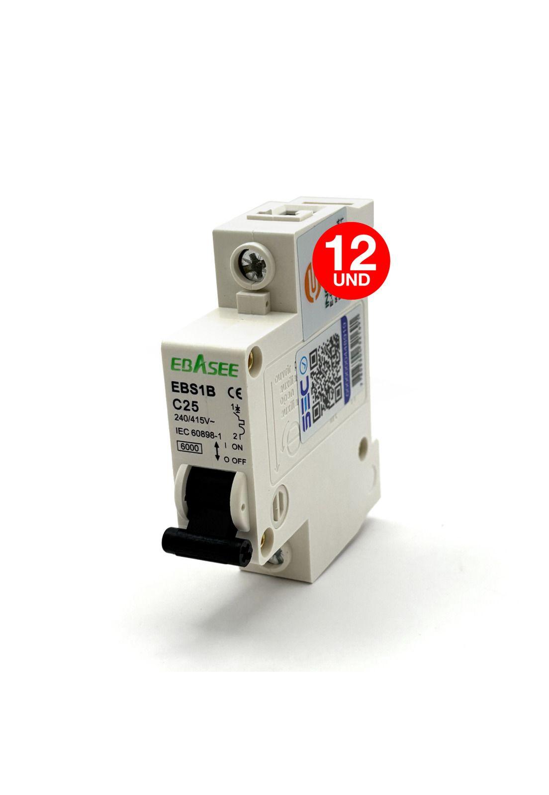 Pack 12 Interruptor Automático Ebasee 1x 25a Curva C 6ka Sec-8