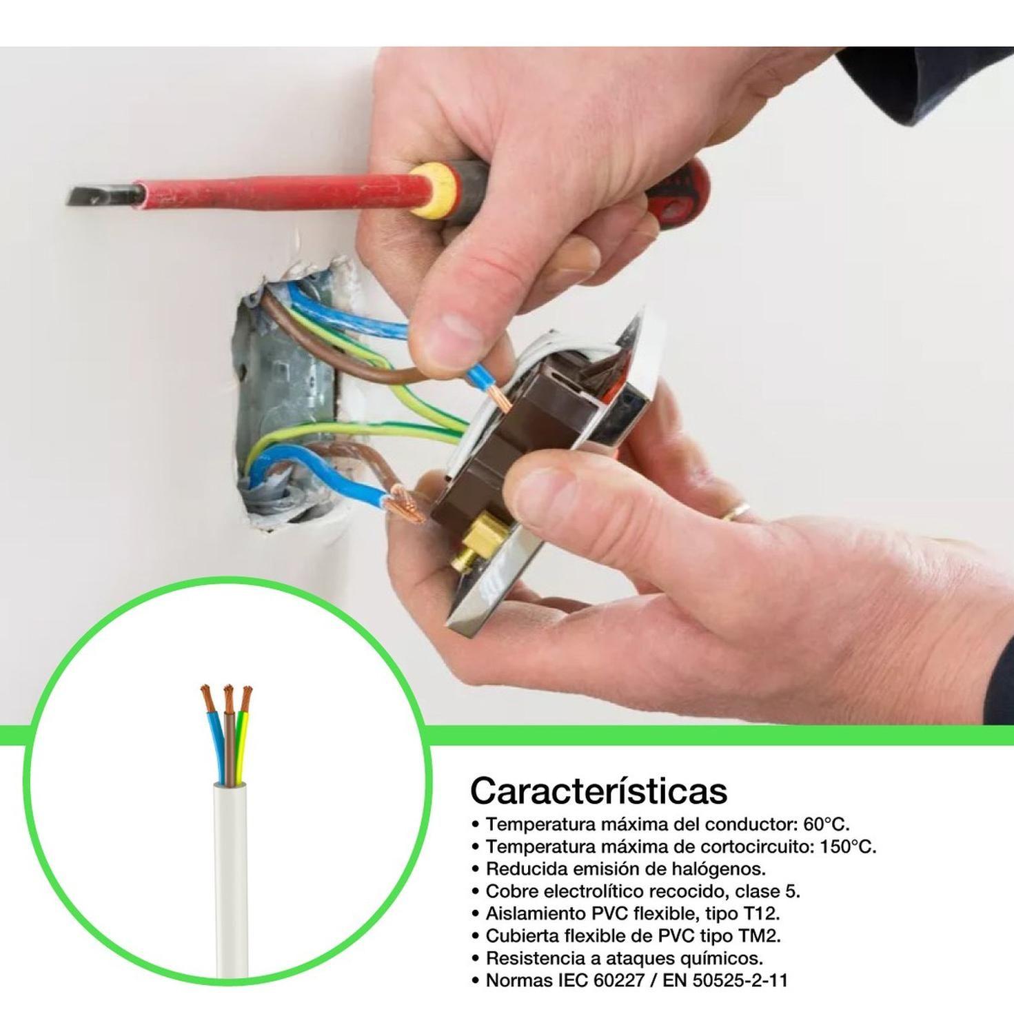 Cable Cordón Eléctrico Sil Flexible 3x0,75mm2 20m Blanco Sec Blanco-2