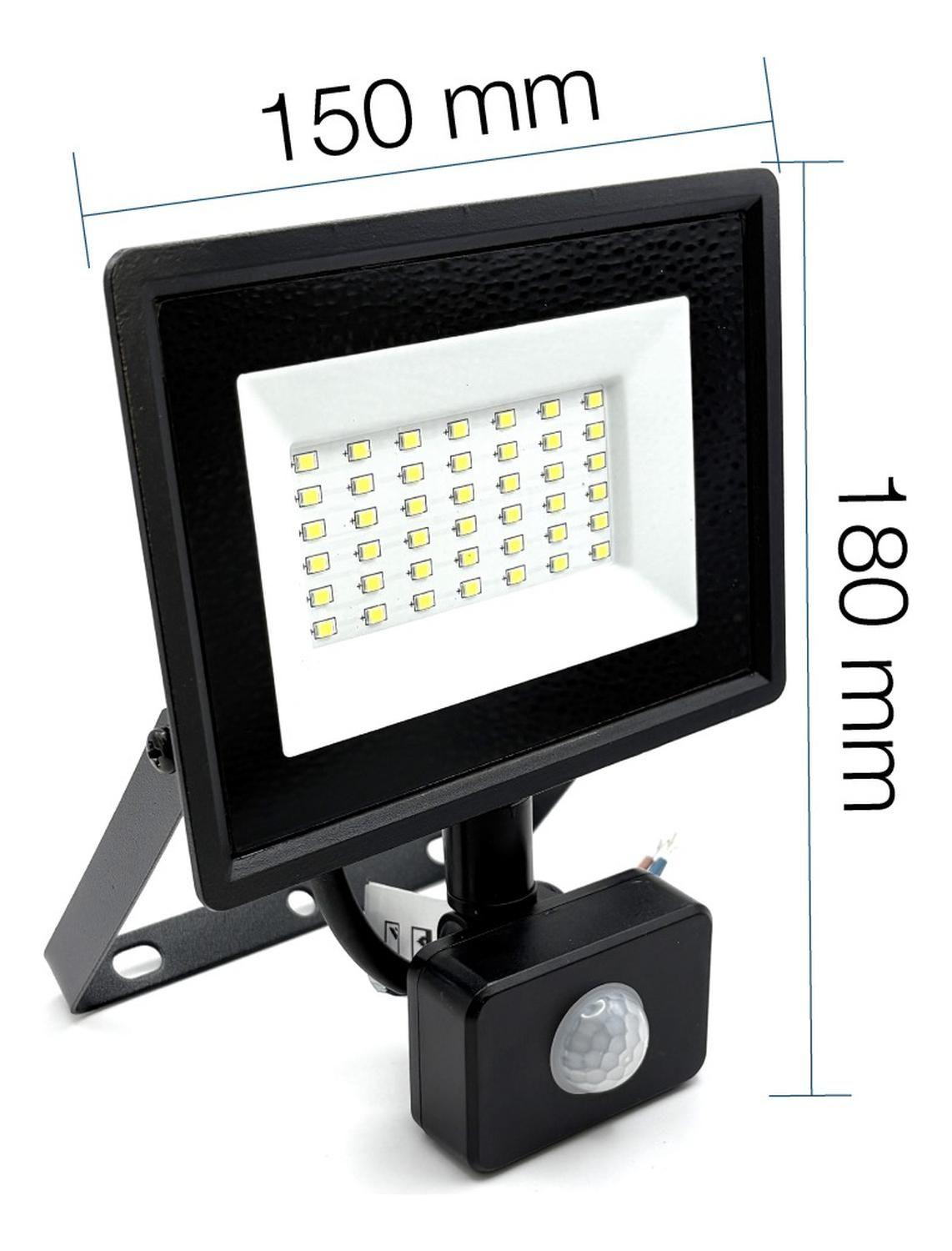 Pack 4 Foco Proyector Led Reflector Con Sensor 30w Ip65 Fría Negro Blanco Frío-5