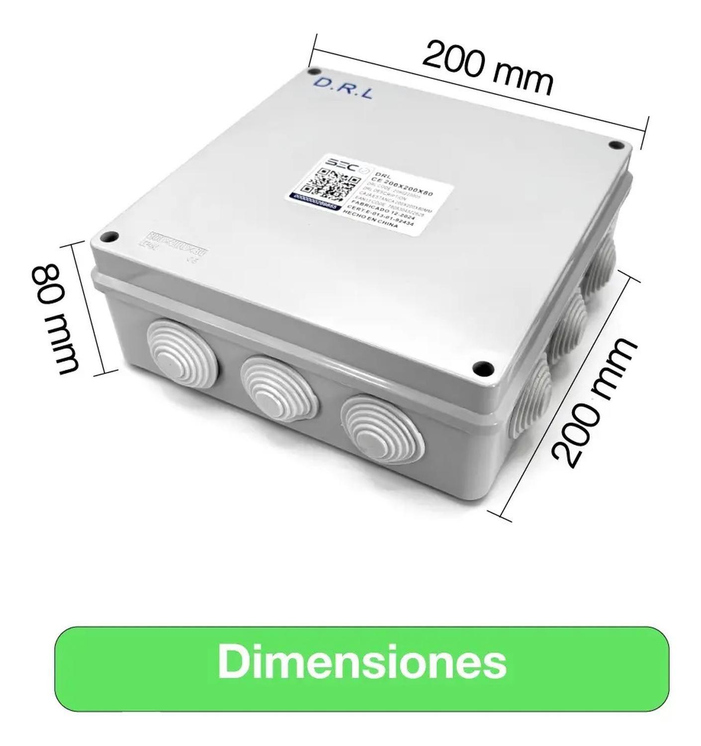 Caja Estanca Derivación Drl Ip40 Pvc 200x200x80mm Conos Sec Gris-4