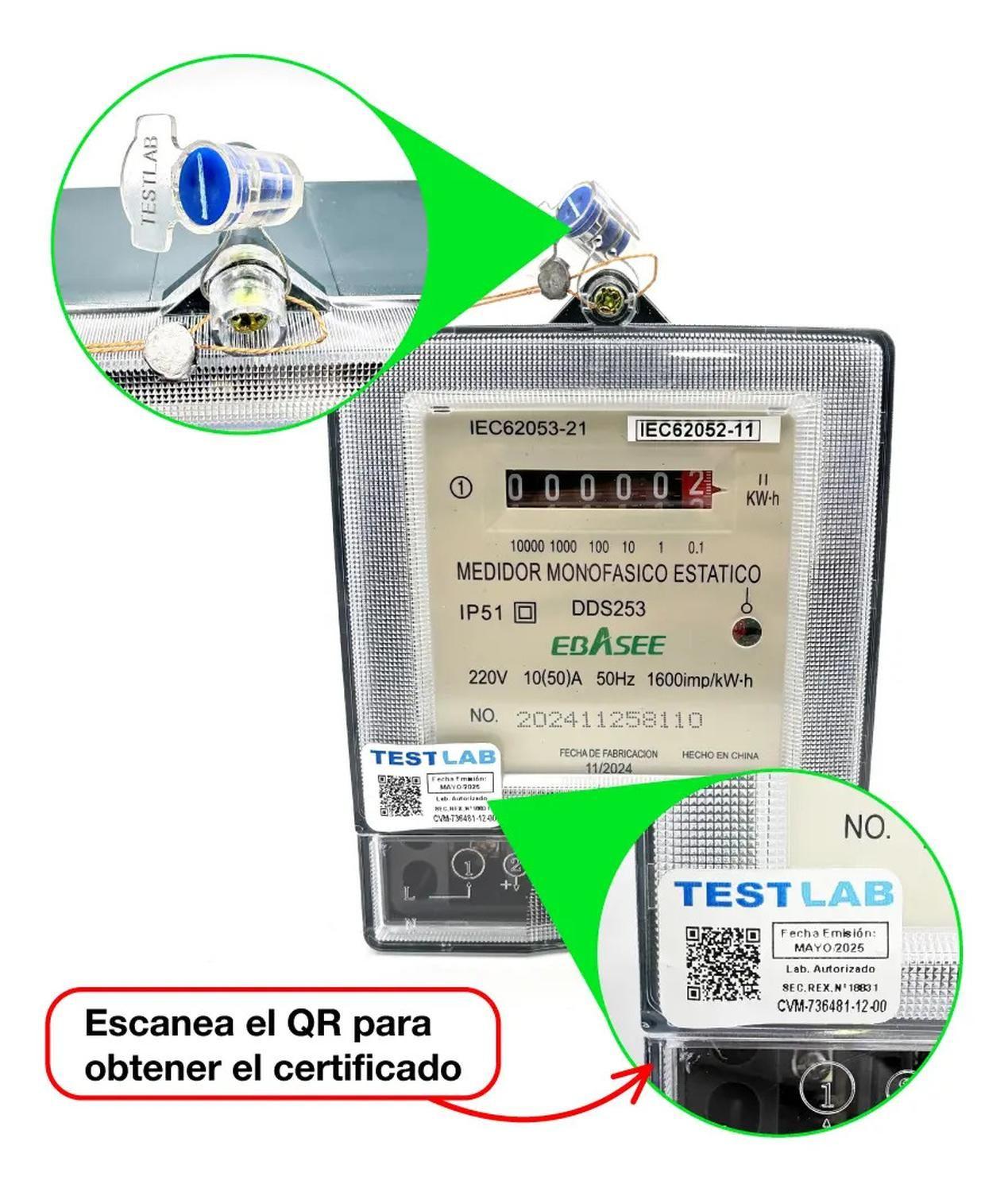 Medidor Electronico Monofasico Ebasee 10(50)a Certificado-2