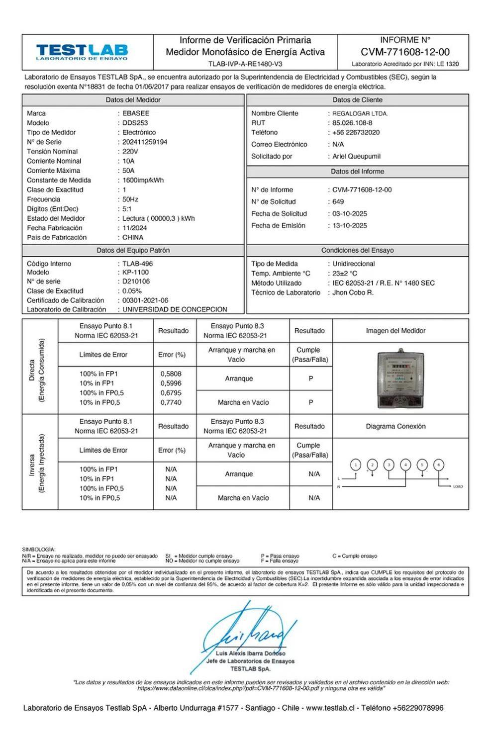 Medidor Electronico Monofasico Ebasee 10(50)a Certificado-5