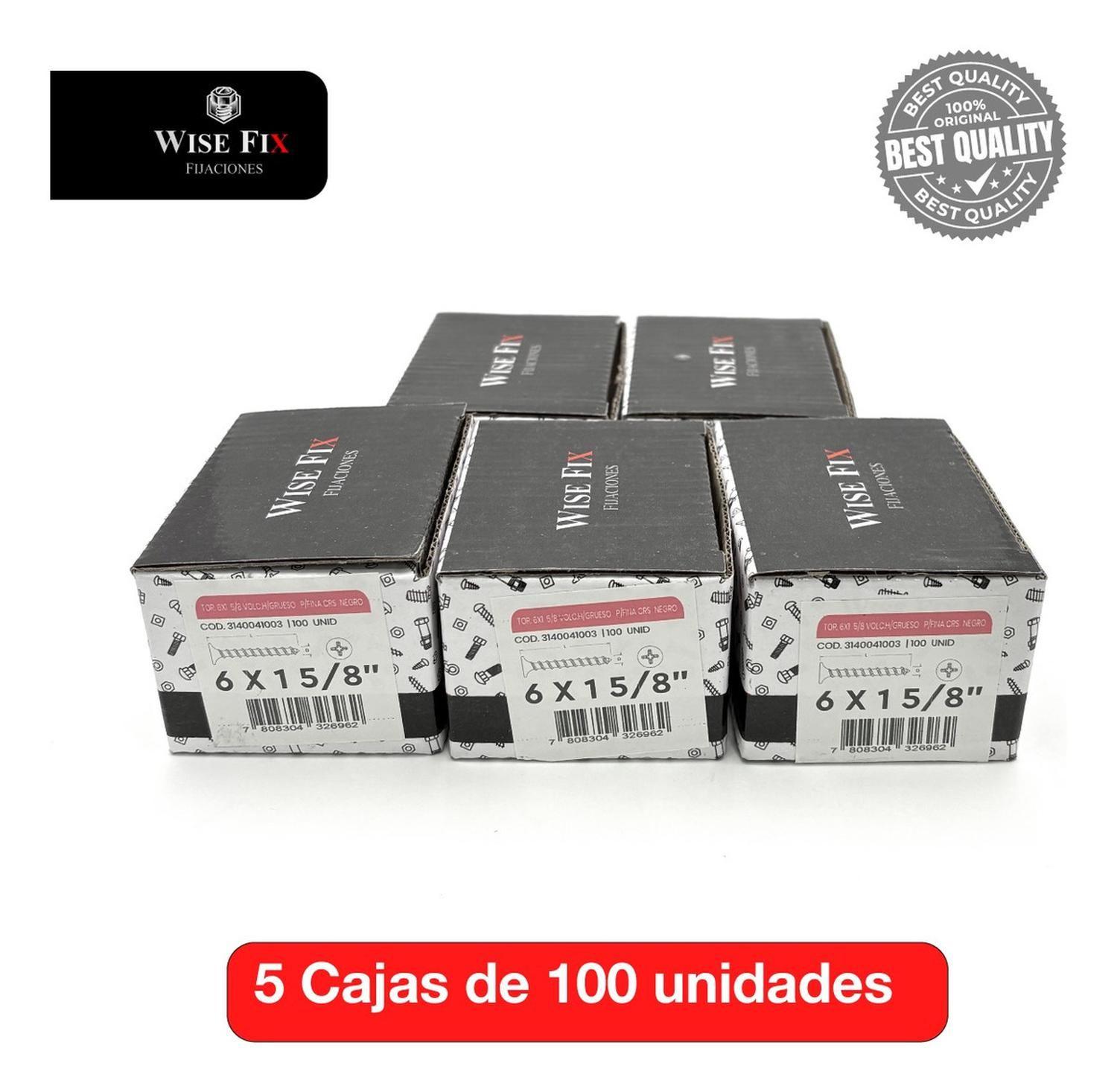 5 Cajas Tornillo Volcanita Wisefix P/fina Negro 6x1 5/8 500u-2