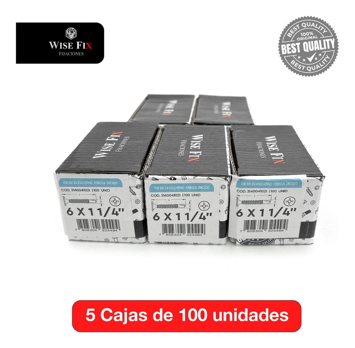 5 Cajas Tornillo Volcanita Wisefix P/broca Zinc 6x1 1/4 500u-2