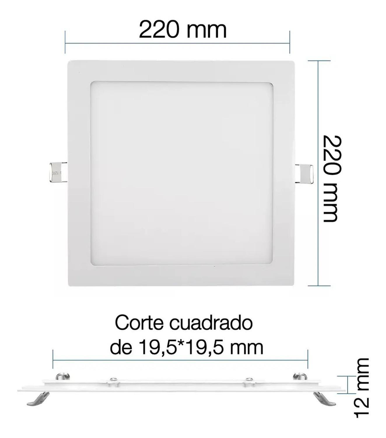 Panel Led Foco Plafón Empotrado Cuadrado 18w 22cm Luz Fría Blanco-2