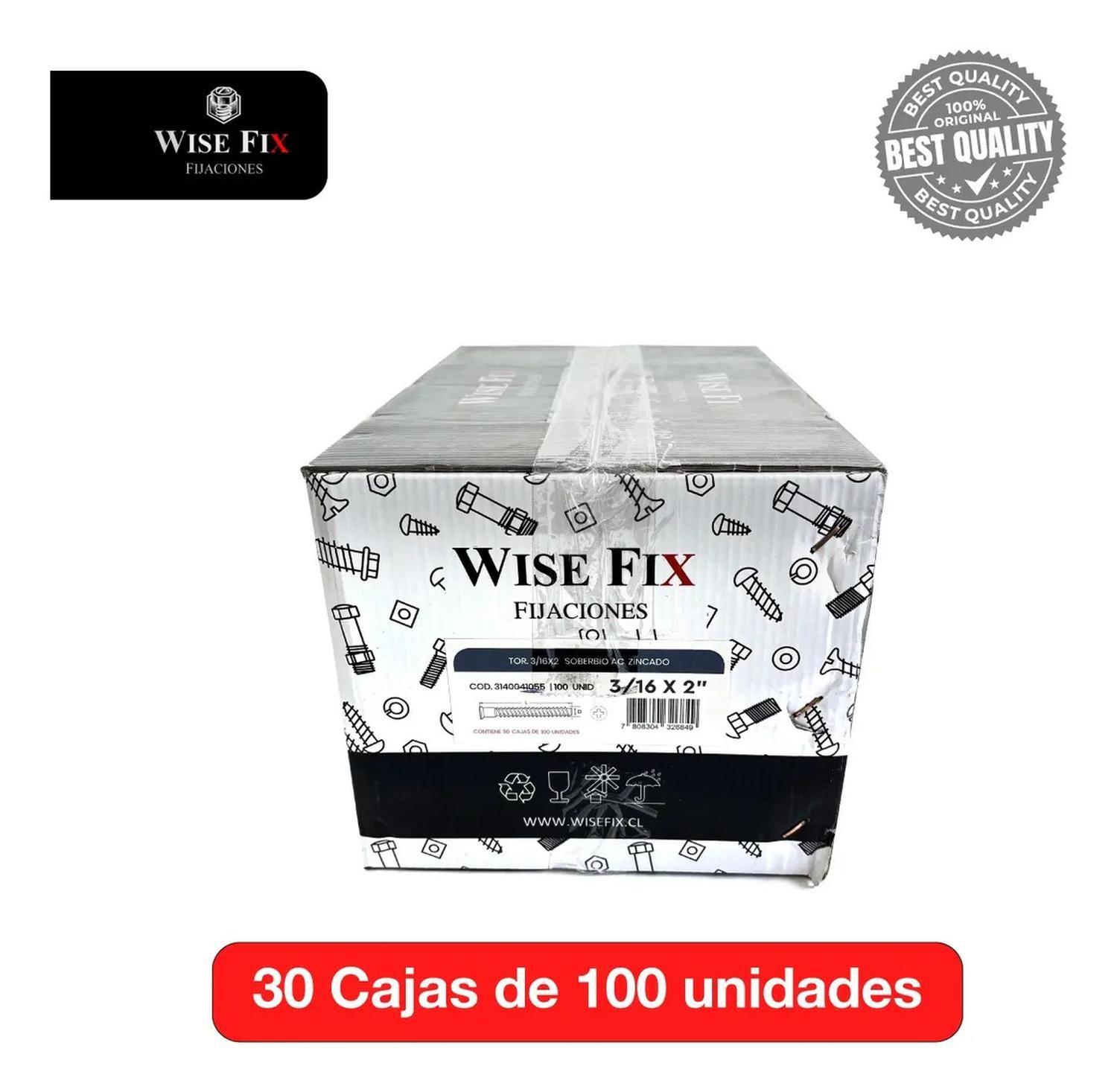 30 Cajas De Tornillo Soberbio Wisefix Zincado 3/16x2 3000u-3