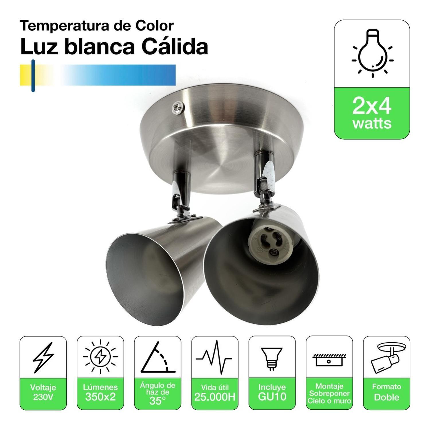 Foco Apliqué Led 2x 4w Luz Cálida Satin Metal (con Gu10) Satinado-1