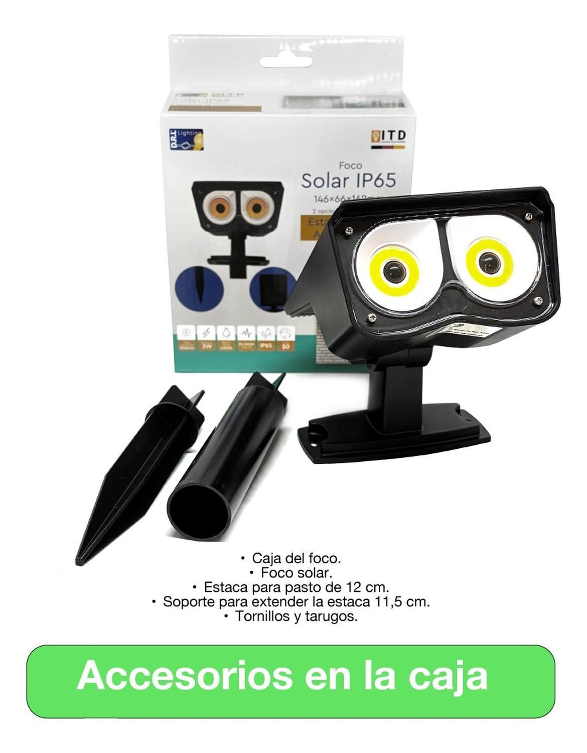 Foco Estaca Solar Led Jardin Itd 3w 200lm Ip65 8h 4000k Negro-2