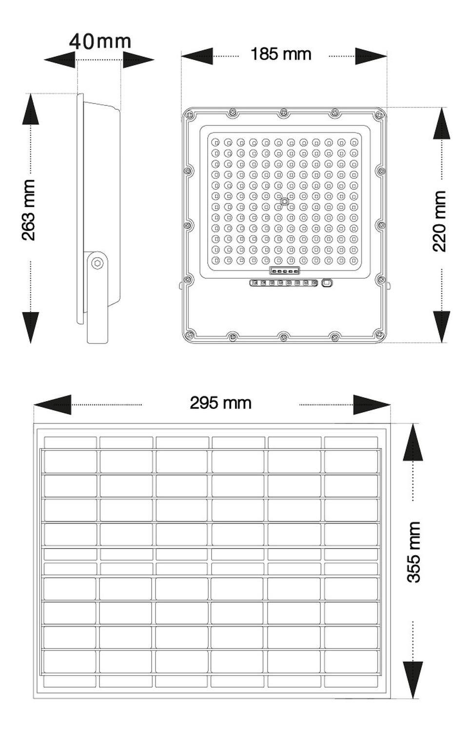Foco Proyector Solar Led Exterior Itd 100w Luz Fría Ip65 Negro Blanco Frío-7