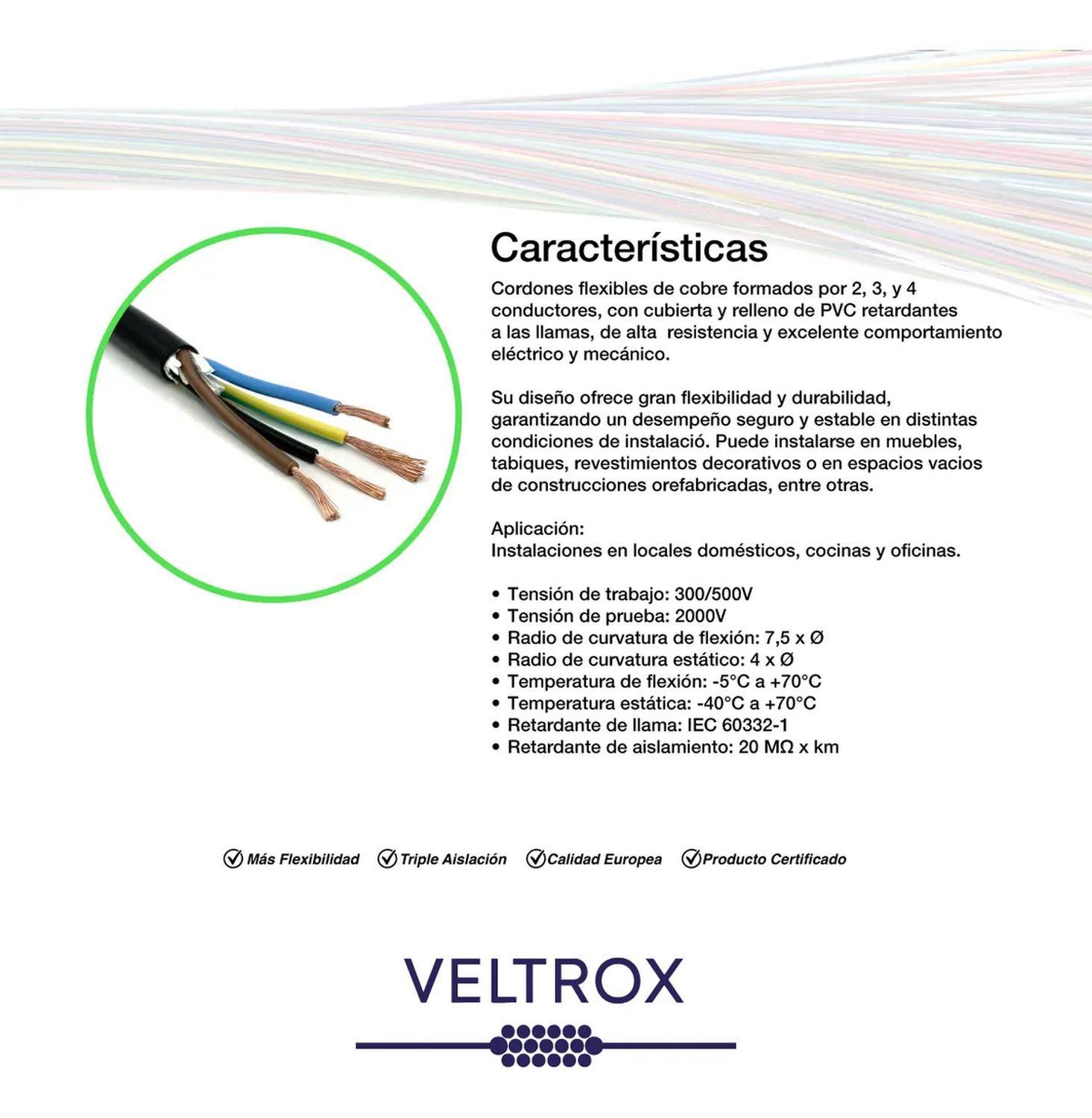 Cordón Eléctrico Veltrox Flexible 4x2,50mm2 100m Negro Sec Negro-2