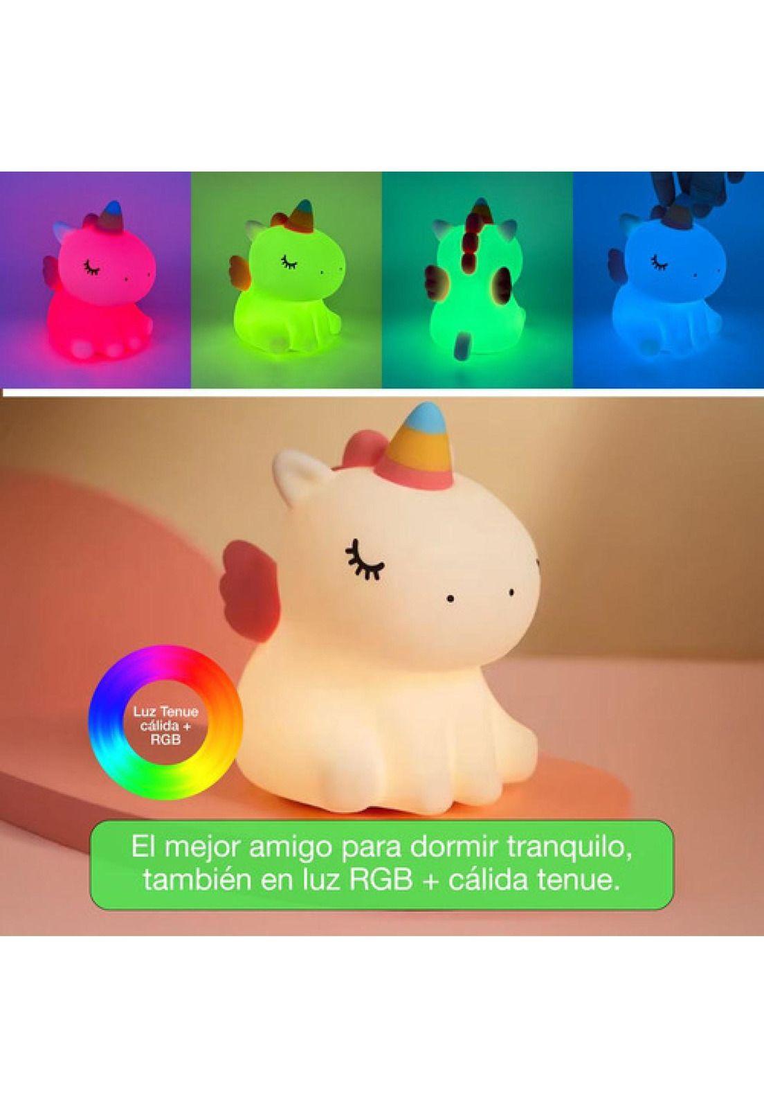 Lámpara Nocturna Espantacuco Recarg Led Unicornio Cálida+rgb-4