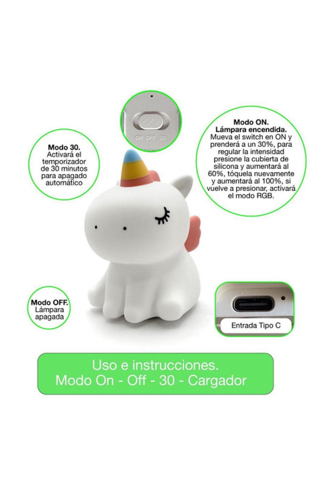 Lámpara Nocturna Espantacuco Recarg Led Unicornio Cálida+rgb-7