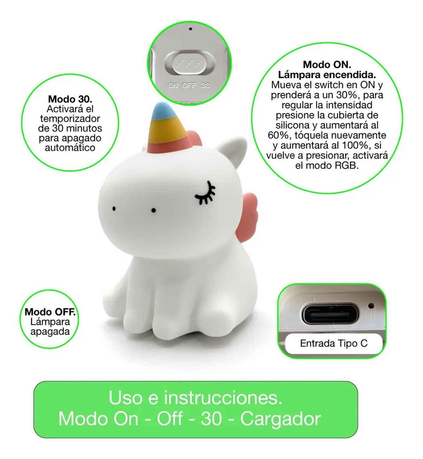 Lámpara Led Recargable Espanta Cuco Para Bebé Niños Rgb Usb-7