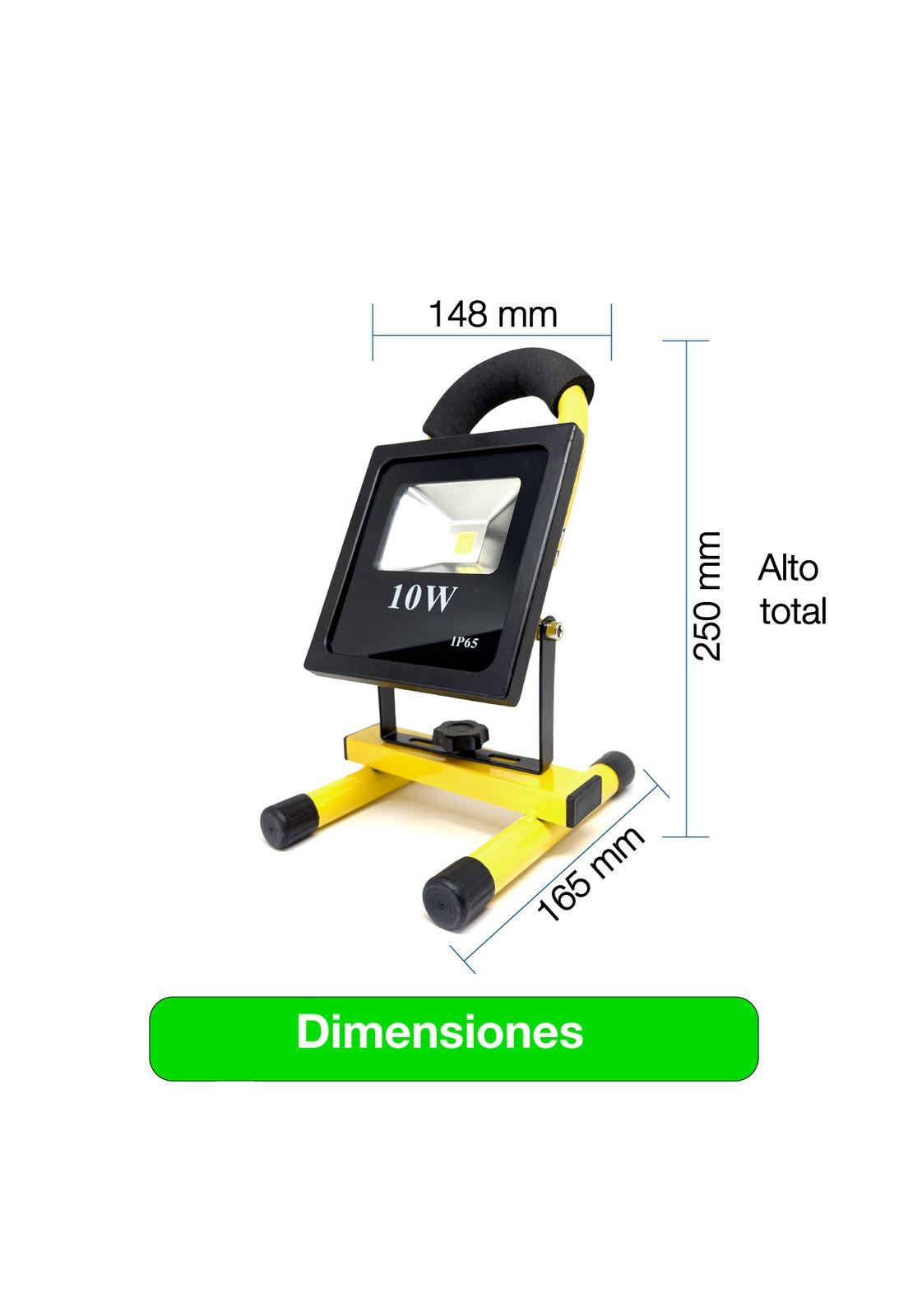 Foco Reflector Portátil Recargable Led 10w Luz Blanca 2-4hrs Amarillo Blanco Frío-6