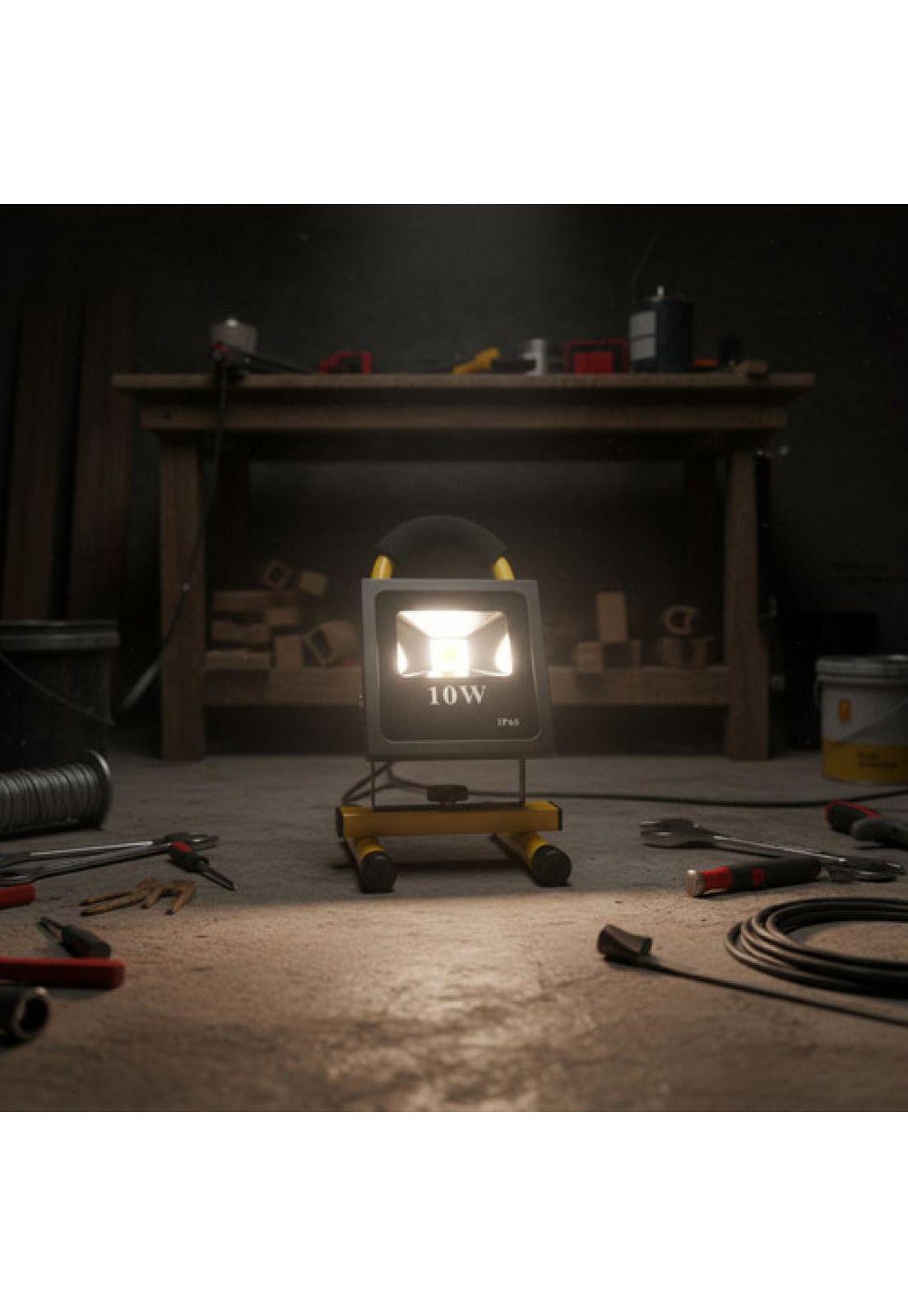 Foco Reflector Portátil Recargable Led 10w Luz Blanca 2-4hrs Amarillo Blanco Frío-9