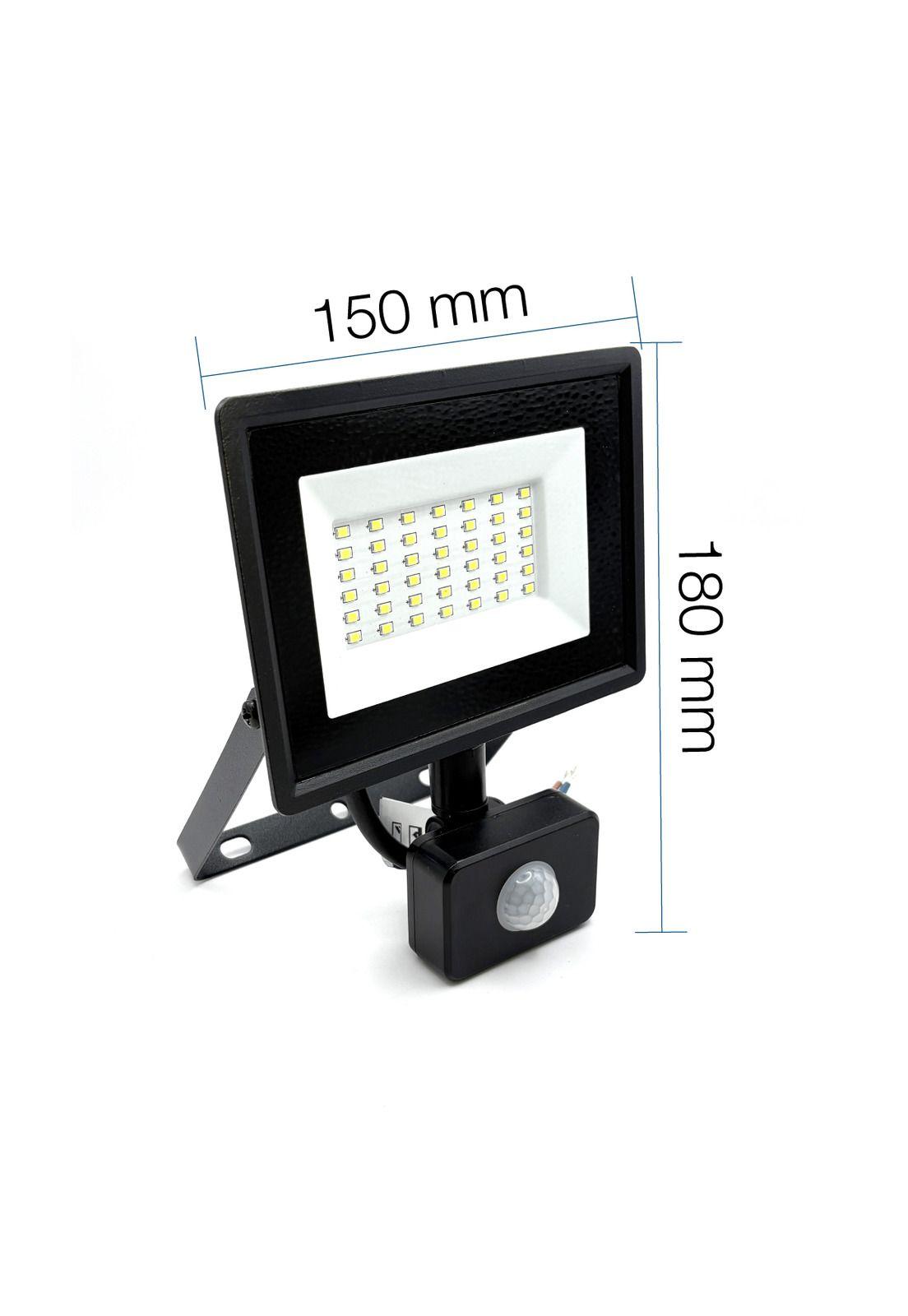 Foco Proyector Led Reflector Con Sensor 30w Ip65 Luz Fría - Negro - Blanco Frío-5