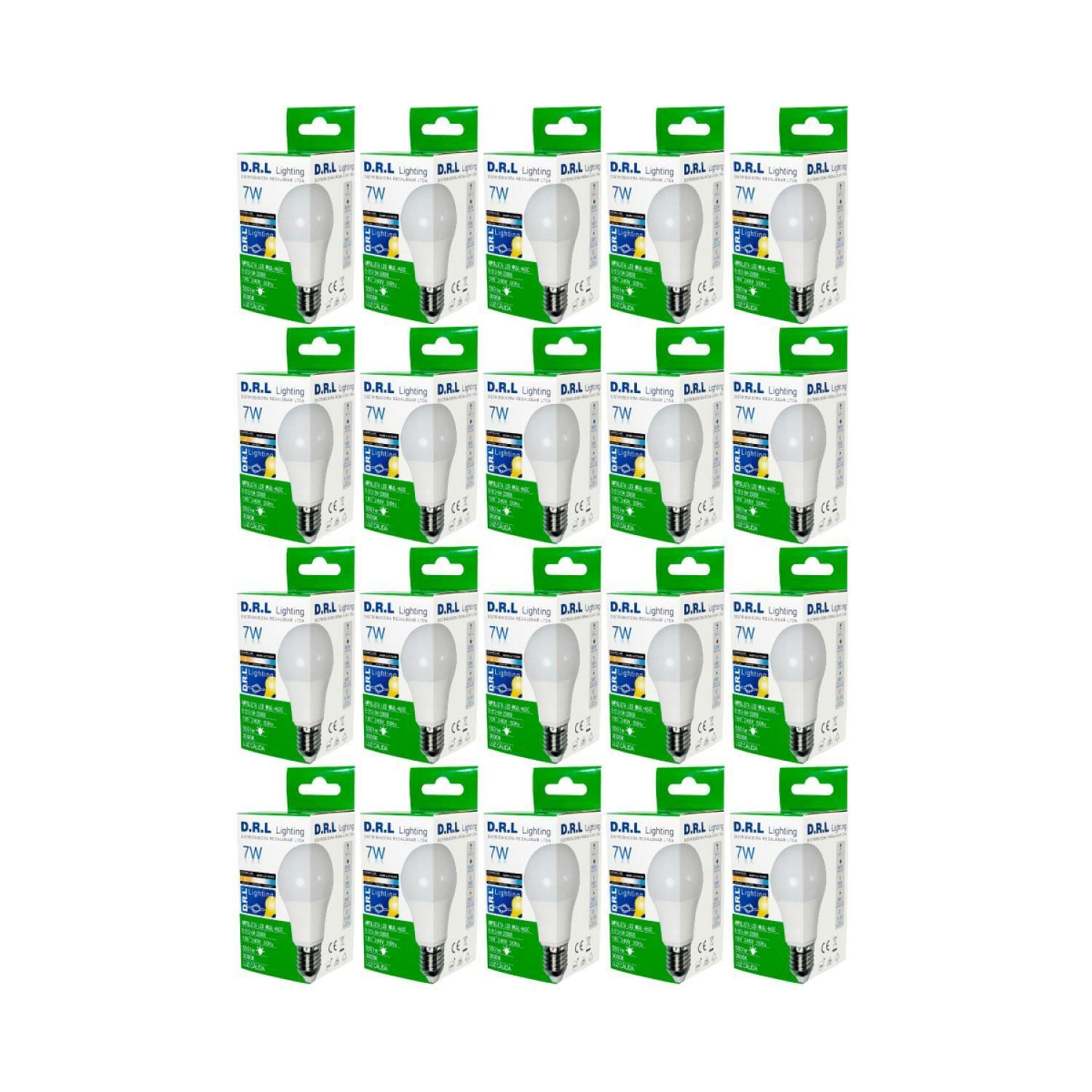 Ampolleta Led Drl A55 E27 7w 550lm 3000k cálida Pack 20-0