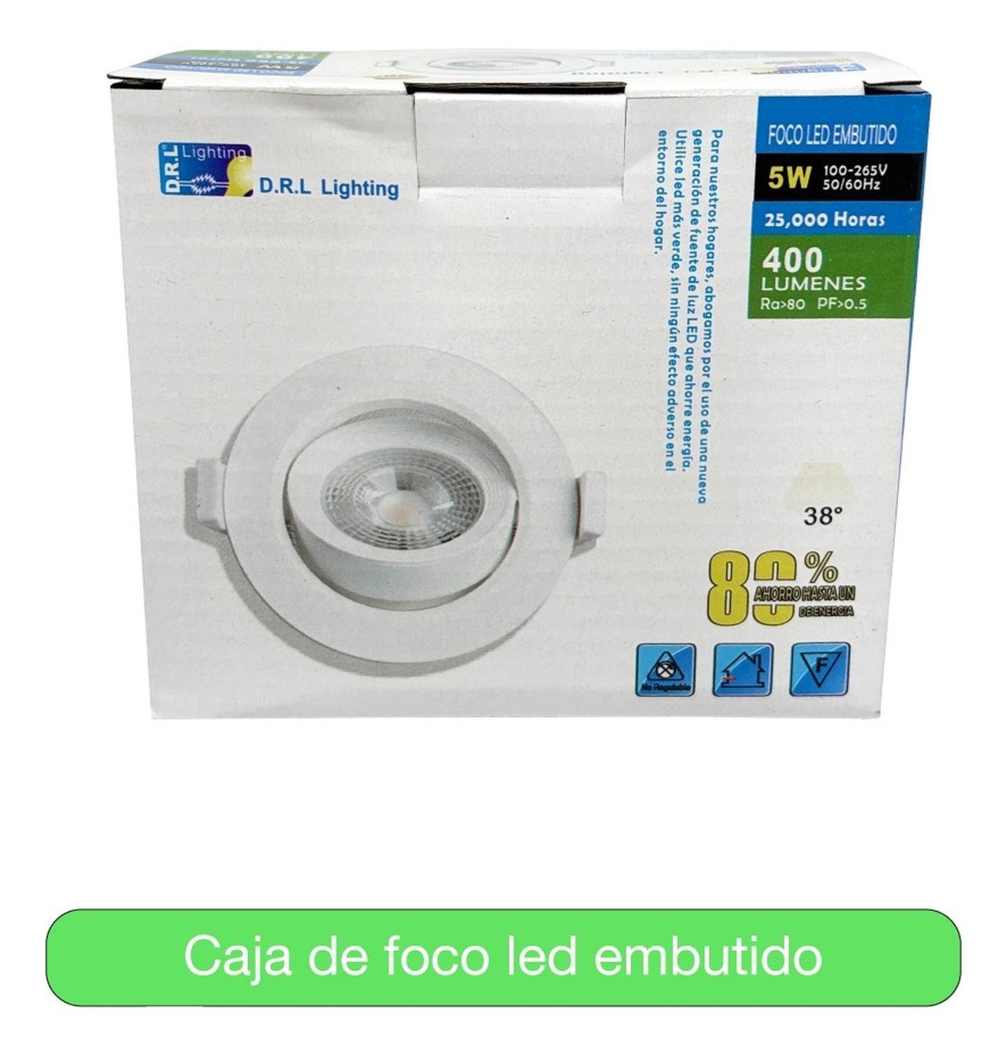 Lampara Foco Orientable Embutido Blanco 5w 400lm 9,5cm Fría Blanco-3