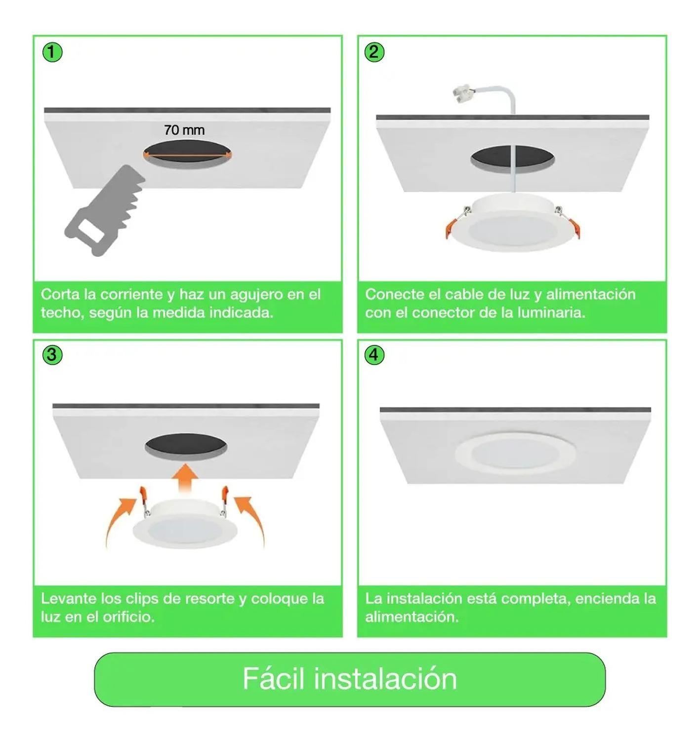 Lampara Foco Orientable Embutido Blanco 5w 400lm 9,5cm Fría Blanco-6