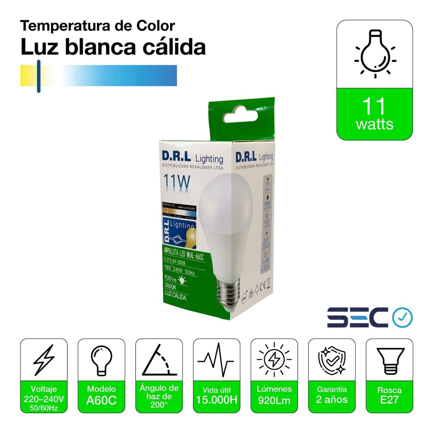 Pack 30 Ampolletas Led Drl 11w 920lm Cálida/blanca Fría Sec-2