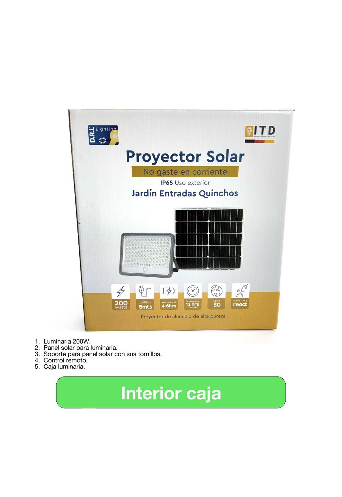 Foco Proyector Solar Led Exterior Itd 200w Fría Ip65 Sensor - Negro - Blanco Frío-2