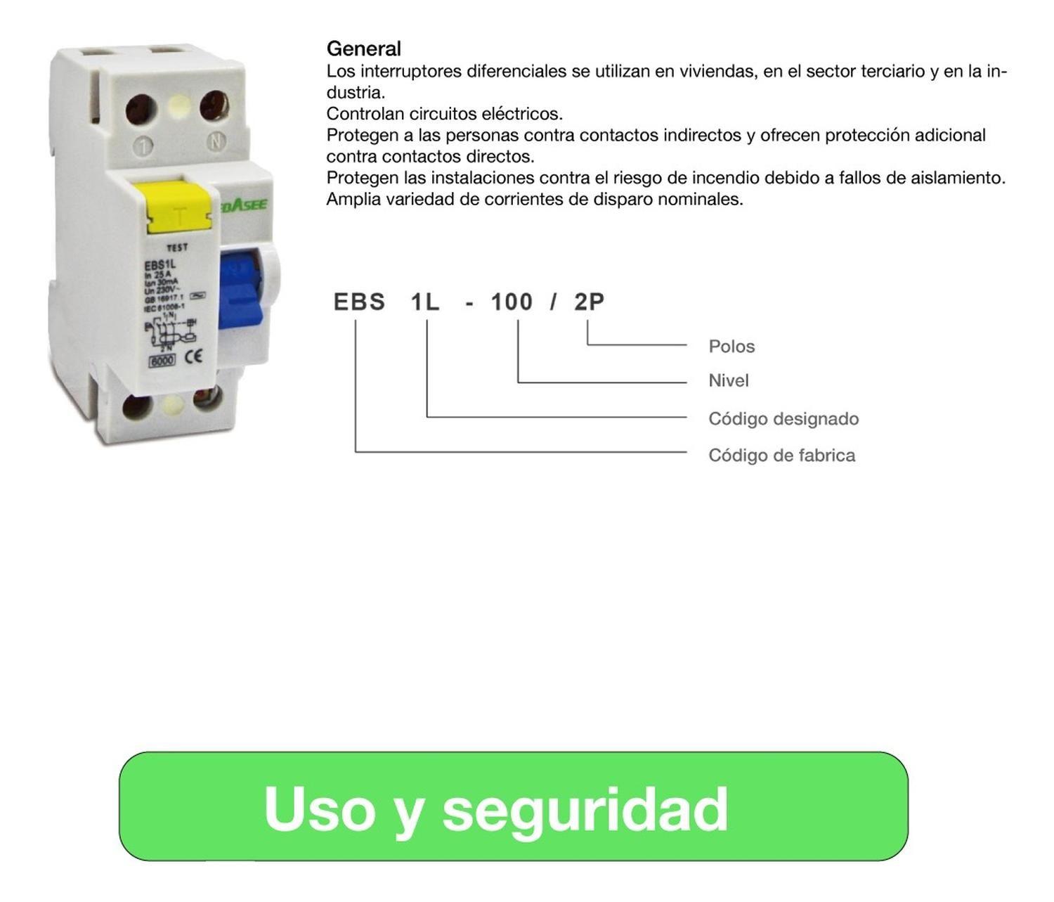 Pack 6 Interruptor Diferencial Ebasee 2x 25a C 30ma Sec-6