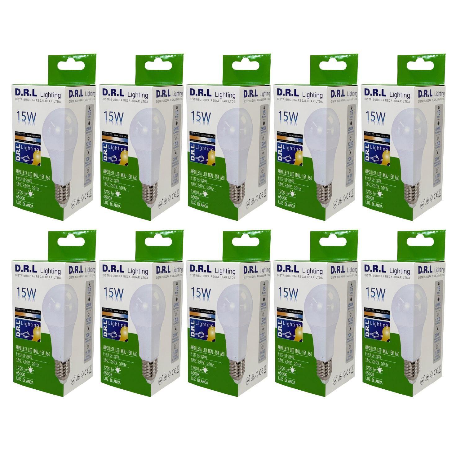Pack 10 Ampolleta Led Drl 15w 1200lm Blanco Frío Sec Blanco Frío-0