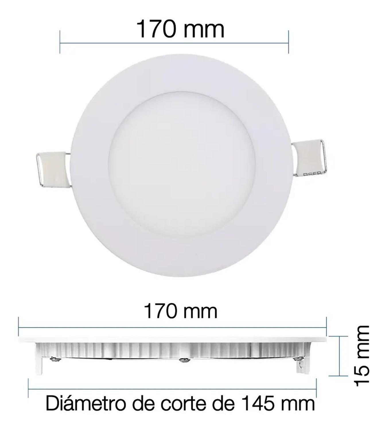 Pack 4 Panel Led Plafón Empotrado Redondo 12w Luz Fría Blanco-2
